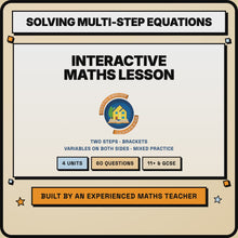 15 second preview of the Solving Multi-Step Equations interactive digital lesson