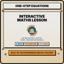 15 second preview of the One-Step Equations interactive digital lesson