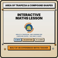 15 second preview of the Area of Trapezia and Compound Shapes interactive digital lesson