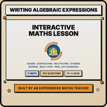 15 second preview of the Writing Algebraic Expressions interactive digital lesson