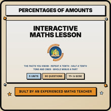 15 second preview of the Percentages of Amounts interactive maths lesson