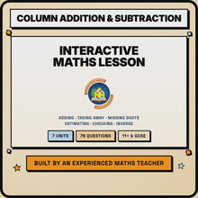 15 second preview of the Column Addition and Subtraction interactive lesson