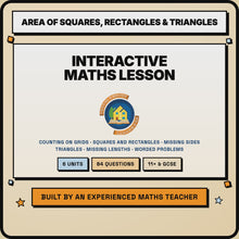 15 second preview of the Area of Squares, Rectangles and Triangles interactive digital lesson
