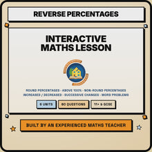 15 second preview of the Reverse Percentages interactive digital lesson