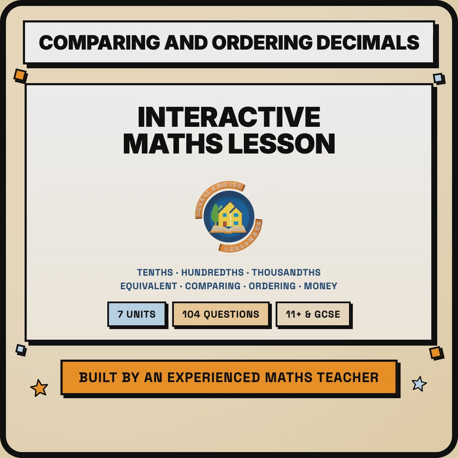 15 second preview of the Comparing and Ordering Decimals interactive lesson