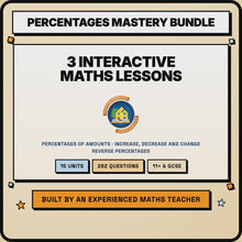 15 second preview of the Percentages Bundle interactive lessons