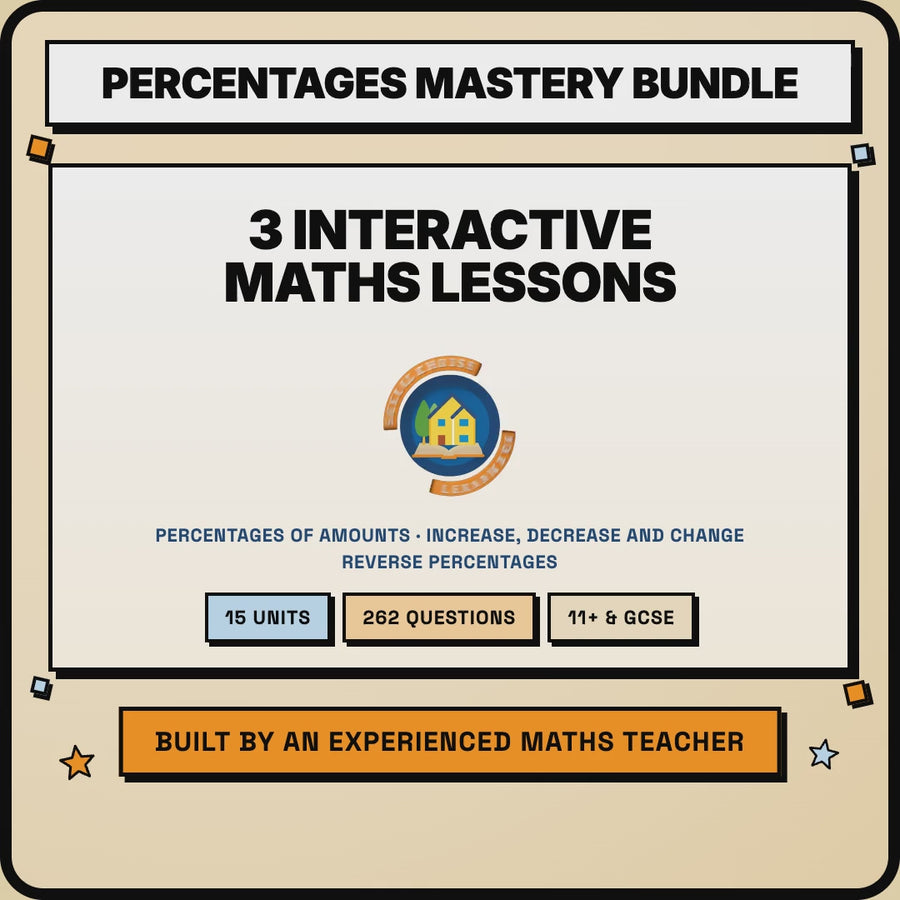 15 second preview of the Percentages Bundle interactive lessons