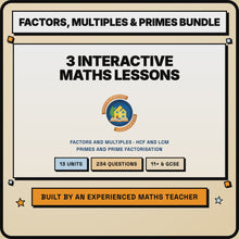 15 second preview of the three lessons inside the Factors, Multiples and Primes Bundle