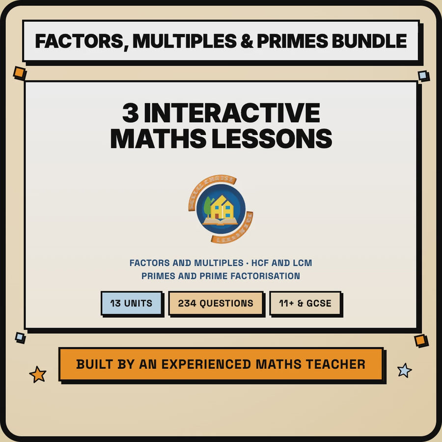 15 second preview of the three lessons inside the Factors, Multiples and Primes Bundle