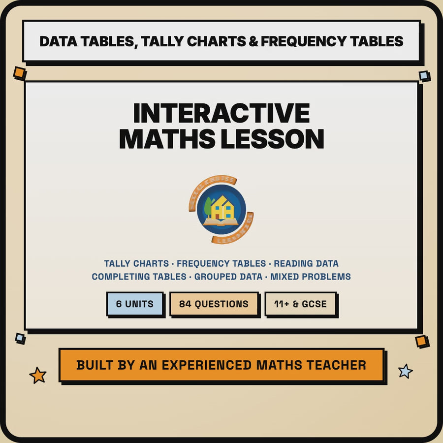 15 second preview of the Data Tables, Tally Charts and Frequency Tables interactive lesson