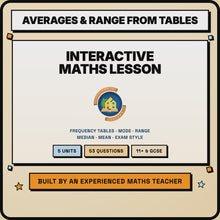 15 second preview of the Averages and Range from Tables lesson