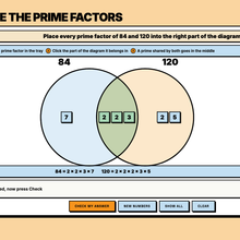Placing prime factors into a Venn diagram to find the HCF and LCM