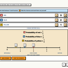 Spinner Builder explore tool showing how each colour's probability updates