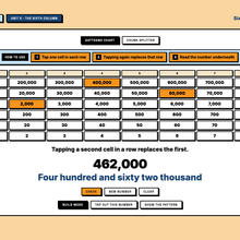 Gattegno chart tool building a six-digit number one place value row at a time