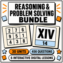 Reasoning and Problem Solving Bundle, 6 interactive 11 plus maths lessons