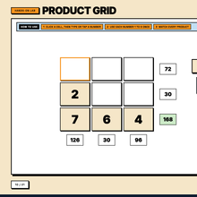 Magic Squares and Number Pyramids, the product grid lab