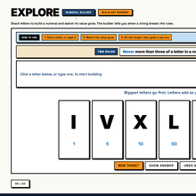 Roman Numerals, the numeral builder explore