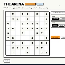 Sudoku Logic, the full 9 by 9 arena with five levels