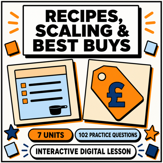 Recipes, Scaling and Best Buys interactive digital maths lesson for 11+ and GCSE