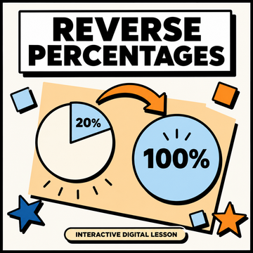 Reverse Percentages Mastery interactive digital lesson for 11+ and GCSE maths revision
