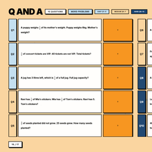 Hard tier word problem questions, Unit 5, answers hidden