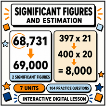Significant Figures and Estimation interactive maths lesson, 7 units and 104 practice questions