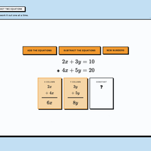 Explore, add or subtract two equations, live interactive tool