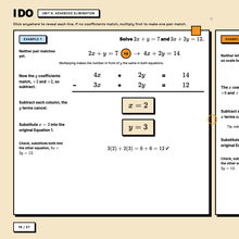 I Do worked example, Unit 6 advanced elimination, full method shown