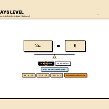 Balance scale explore page for solving equations