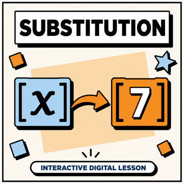Substitution Mastery interactive digital lesson for 11+ and GCSE maths revision