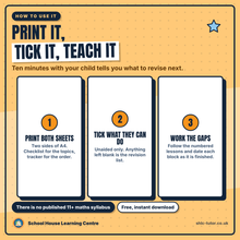 How to use the free 11+ maths checklist in three steps: print both sheets, tick what they can do unaided, work the gaps