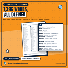 A to Z word list from the 11+ vocabulary pack with a child-friendly meaning for all 1,396 words