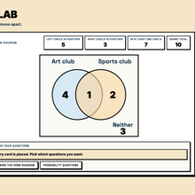 Venn Regions Lab explore page with live circle totals and grand total