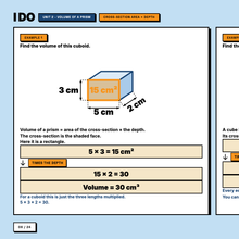 I Do worked example, Unit 2 volume of a prism, full method shown